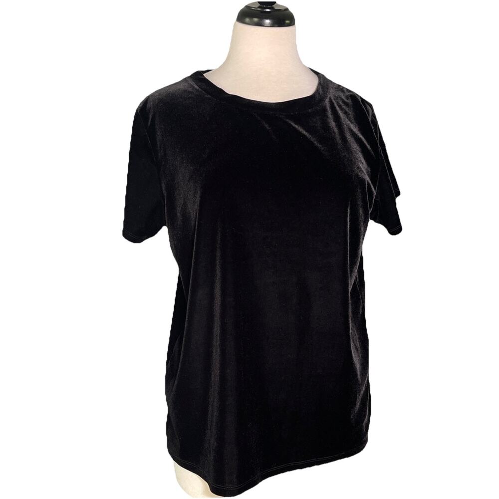 Women's Abercrombie and Fitch Velour/ Velvet Short Sleeve Top Black Size Medium